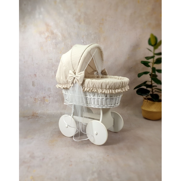 Beige wieg zijkant bekleding voor rotan babywieg