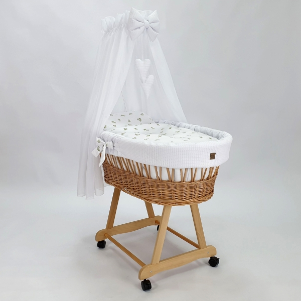 Bekleding rotan wieg wit met hemeltje