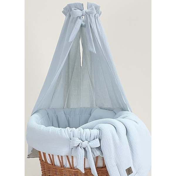 Compleet lichtgrijs textielset voor baby wieg