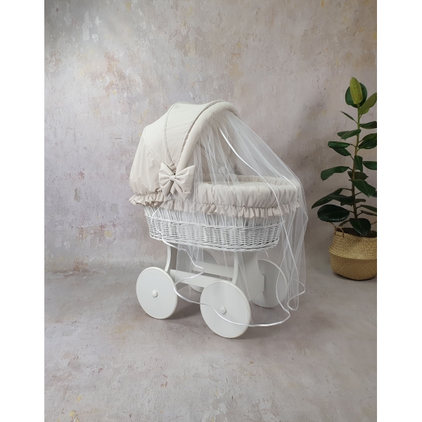 Complete beige wiegbekleding voor wieg met kap