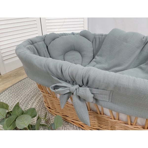 Khaki mousseline wiegset zonder hemel