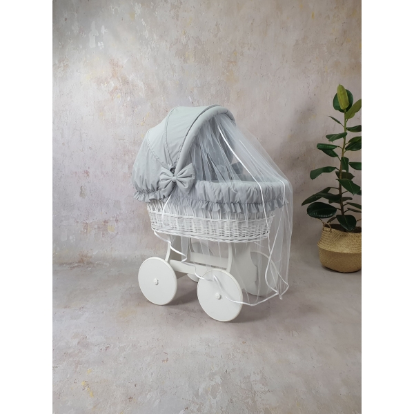 Minimalistische grijze wiegbekleding voor rotan wieg