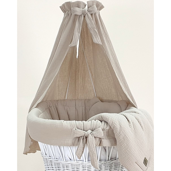 Neutrale beige wiegbekleding van katoen mousseline