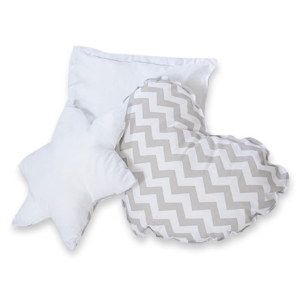 3-delige Kussenset Grijs Zigzag