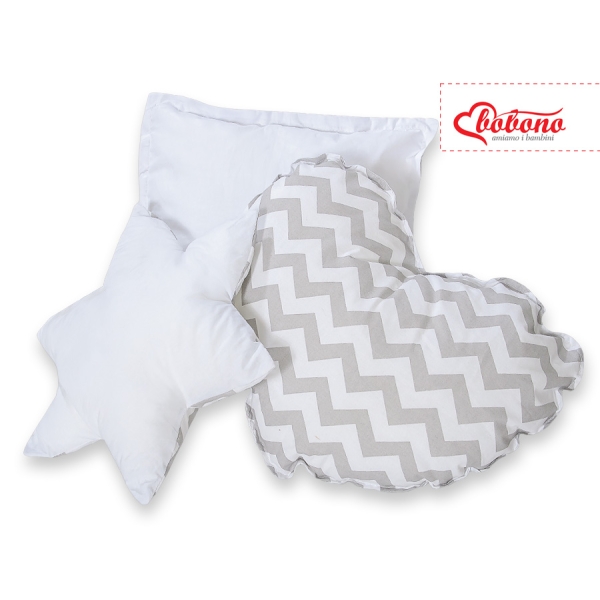 3-delige Kussenset Grijs Zigzag