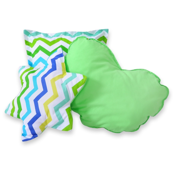 3-delige Kussenset Groen Blauw Zigzag