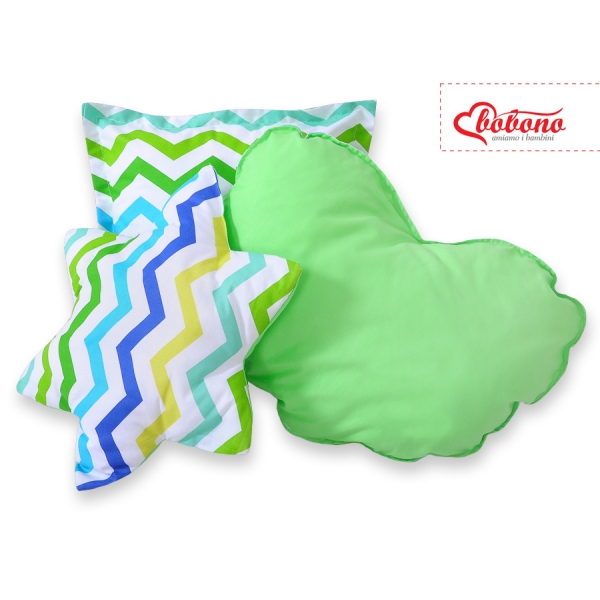 3-delige Kussenset Groen Blauw Zigzag
