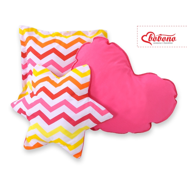 3-delige Kussenset Roze Geel Zigzag