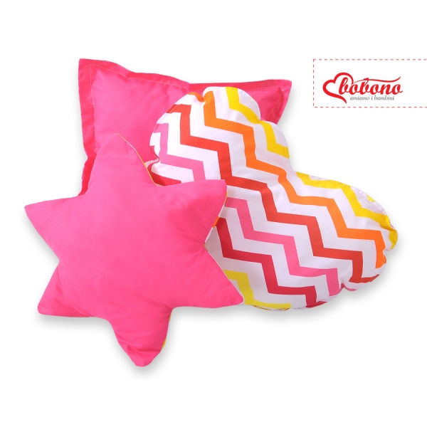 3-delige Kussenset Roze Geel Zigzag