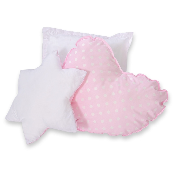 3-delige Kussenset Roze Polkaprikker