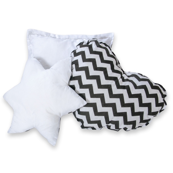3-delige Kussenset Zwart Zigzag