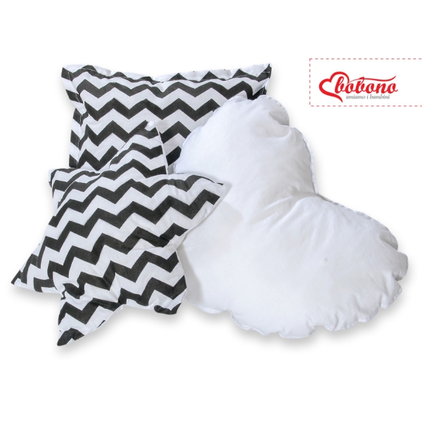 3-delige Kussenset Zwart Zigzag