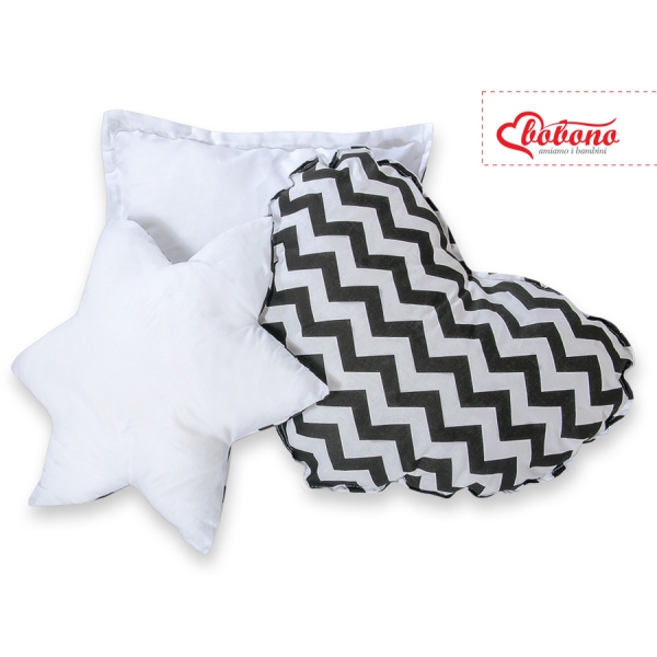 3-delige Kussenset Zwart Zigzag