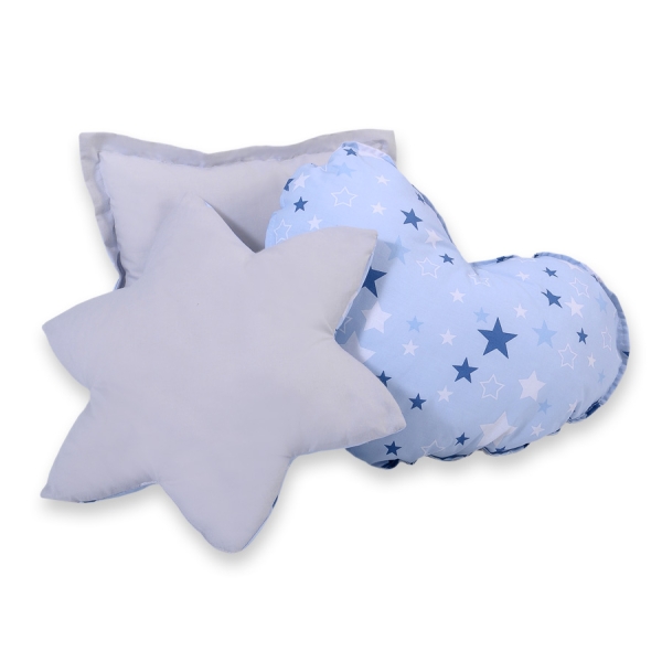 3 st Kussens voor Tipi Speeltent Blauw Grijs Sterren