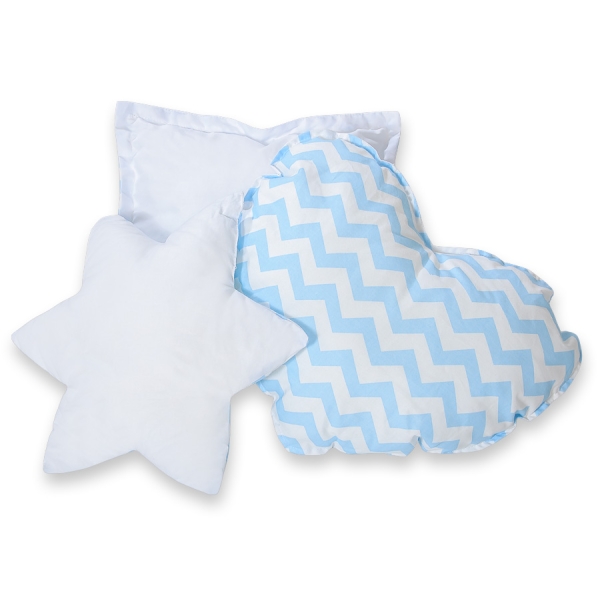 3 st Kussens voor Tipi Speeltent Blauw Zigzag