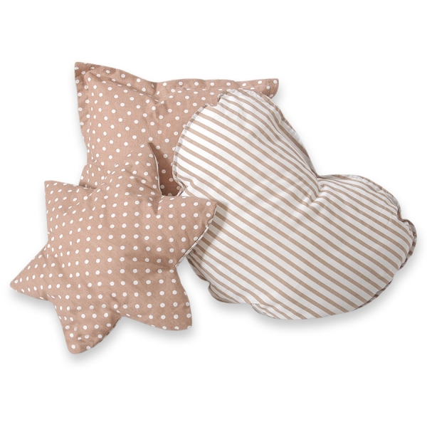 3 st Kussens voor Tipi Speeltent Bruin Beige Polkaprikker Snijder