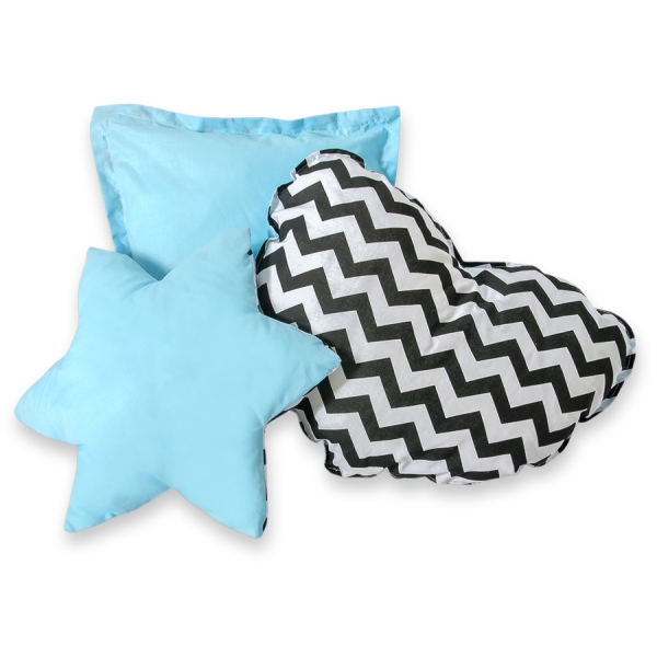 3 st Kussens voor Tipi Speeltent Zwart Blauw Zigzag