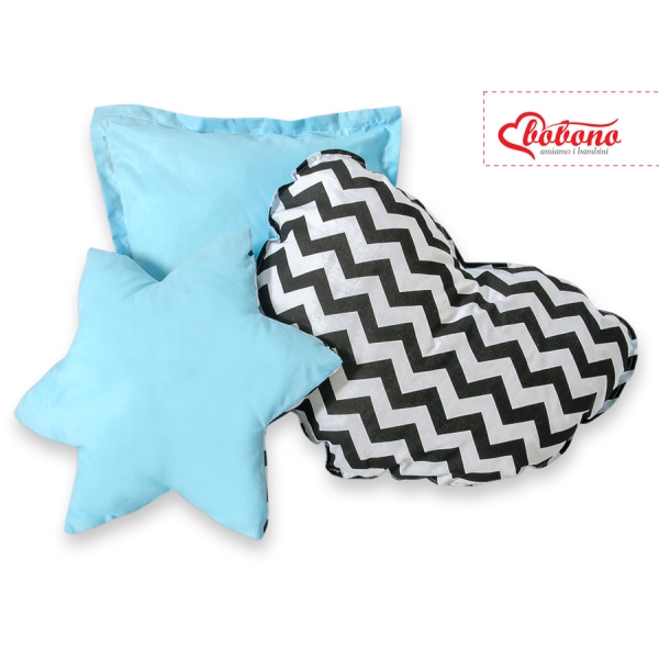 3 st Kussens voor Tipi Speeltent Zwart Blauw Zigzag