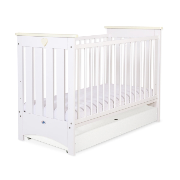 Babybed 120x60 cm met Lade - Lorenzo III STANDARD Ivoor Wit