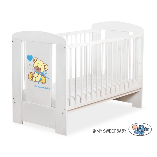 Babybed 120x60 cm - Tedy Bear with bow Wit Blauw Bear With Bow