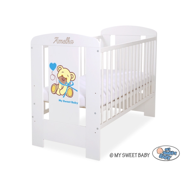 Babybed 120x60 cm - Tedy Bear with bow Wit Blauw Bear With Bow