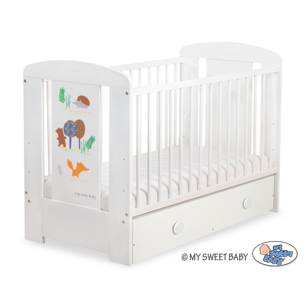 Babybed met Lade 120x60 cm - Happy balloons MAXI Woud
