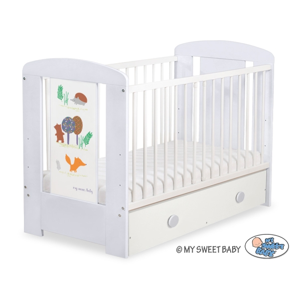 Babybed met Lade 120x60 cm - Happy balloons MAXI Woud