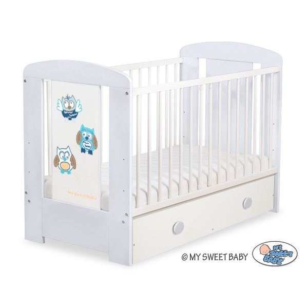 Babybed met Lade 120x60 cm - Owls Bigi Zibi & Adele MAXI Gelukkige Uilen