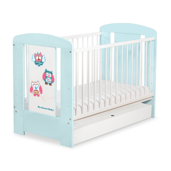 Babybed met Lade 120x60 cm - Owls Bigi Zibi & Adele STANDARD Gelukkige Uilen