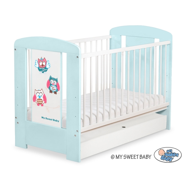Babybed met Lade 120x60 cm - Owls Bigi Zibi & Adele STANDARD Gelukkige Uilen