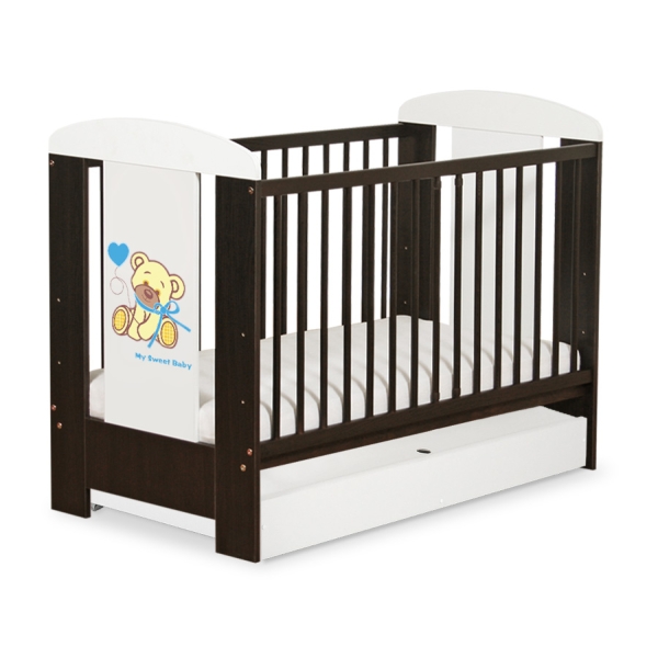 Babybed met Lade 120x60 cm - Tedy Bear with bow STANDARD Ivoor Bear With Bow