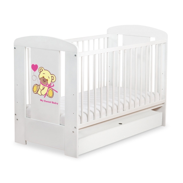 Babybed met Lade 120x60 cm - Tedy Bear with bow STANDARD Ivoor Bear With Bow