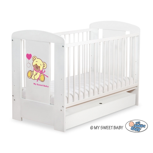 Babybed met Lade 120x60 cm - Tedy Bear with bow STANDARD Ivoor Bear With Bow