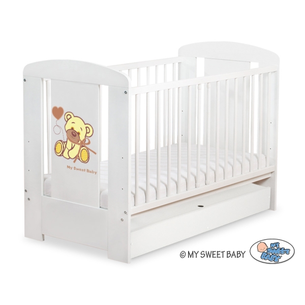 Babybed met Lade 120x60 cm - Tedy Bear with bow STANDARD Ivoor Bear With Bow