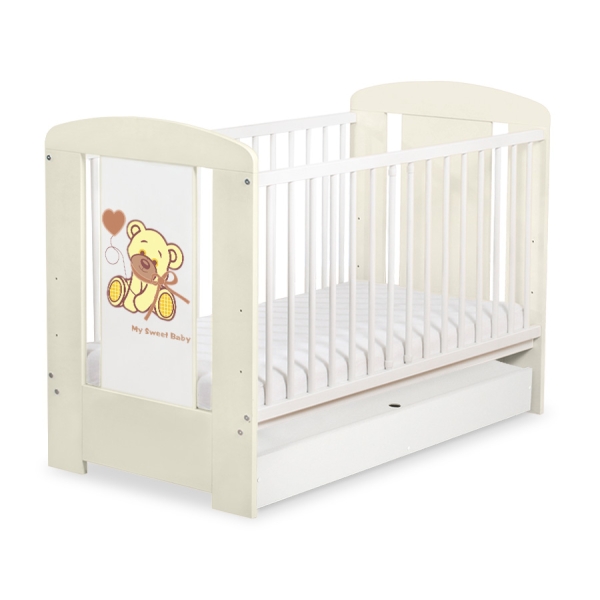 Babybed met Lade 120x60 cm - Tedy Bear with bow STANDARD Ivoor Bear With Bow