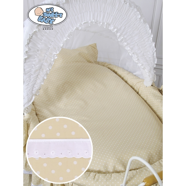 Babymand / Retro Rieten Wieg Wit Beige Christine