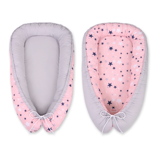 Babynestje Blauw Roze Grijs Sterren