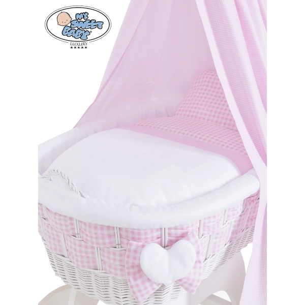 Babywieg op Wielen / Rieten Babybed met Hemeltje Isabella