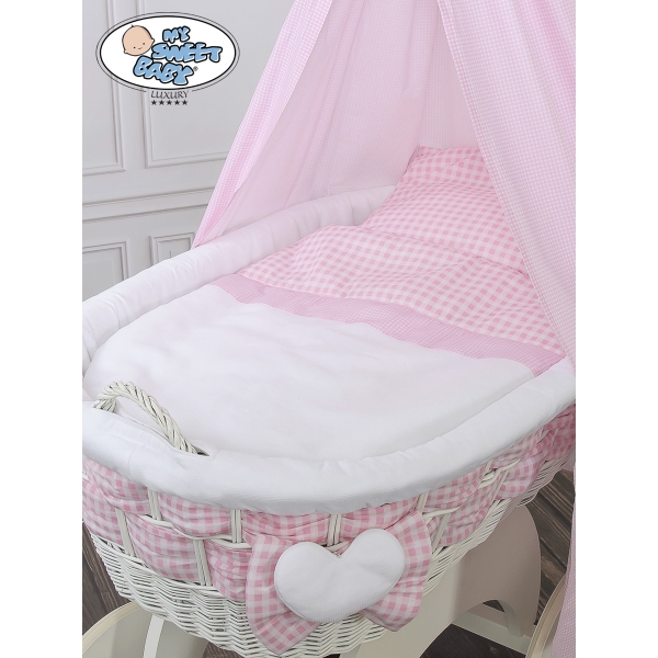 Babywieg op Wielen / Rieten Babybed met Hemeltje Isabella