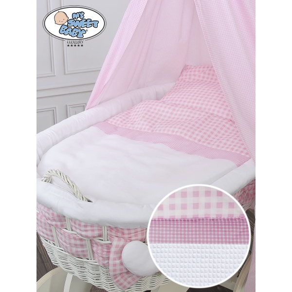 Babywieg op Wielen / Rieten Babybed met Hemeltje Isabella