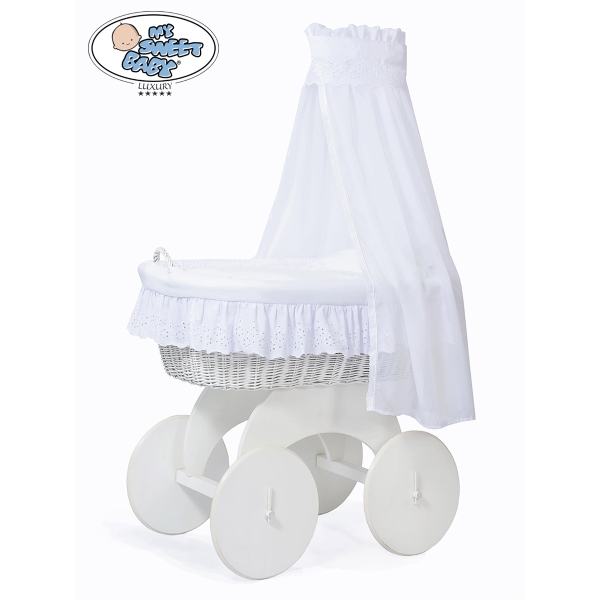 Babywieg op Wielen / Rieten Babybed met Hemeltje Sophia