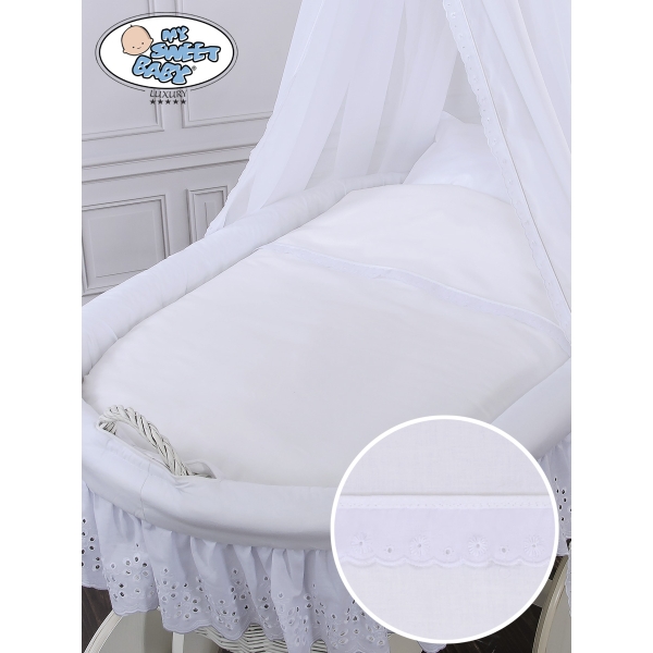 Babywieg op Wielen / Rieten Babybed met Hemeltje Sophia