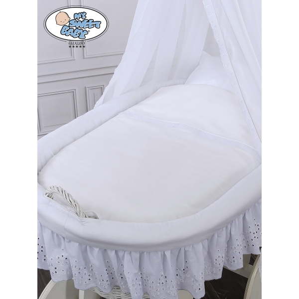 Babywieg op Wielen / Rieten Babybed met Hemeltje Sophia