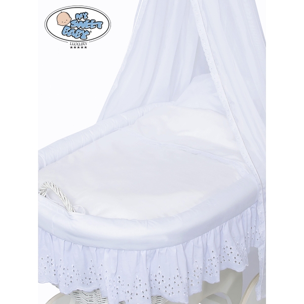 Babywieg op Wielen / Rieten Babybed met Hemeltje Sophia