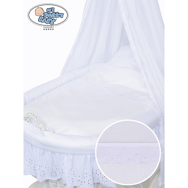 Babywieg op Wielen / Rieten Babybed met Hemeltje Sophia