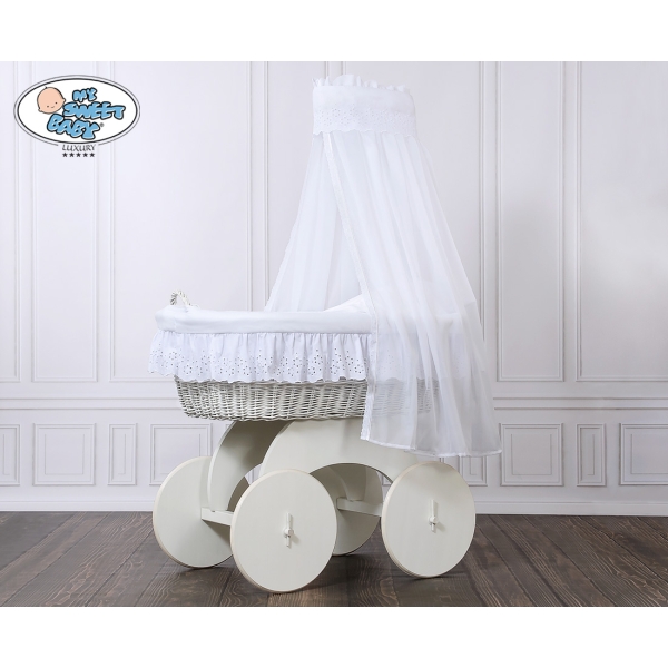 Babywieg op Wielen / Rieten Babybed met Hemeltje Sophia