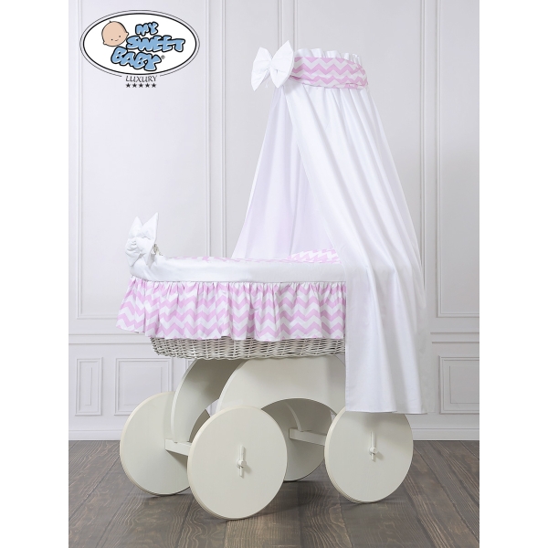 Babywieg op Wielen / Rieten Babymand met Hemeltje Hanna