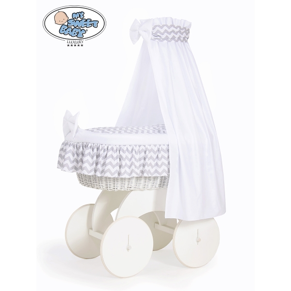 Babywieg op Wielen / Rieten Kribbe met Hemeltje Hanna