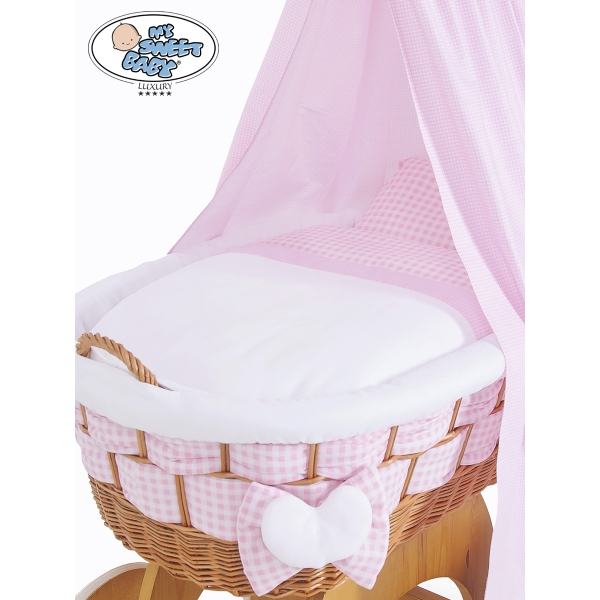 Babywieg op Wielen / Rieten Kribbe met Hemeltje Isabella