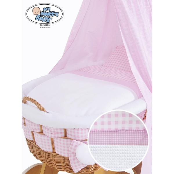 Babywieg op Wielen / Rieten Kribbe met Hemeltje Isabella